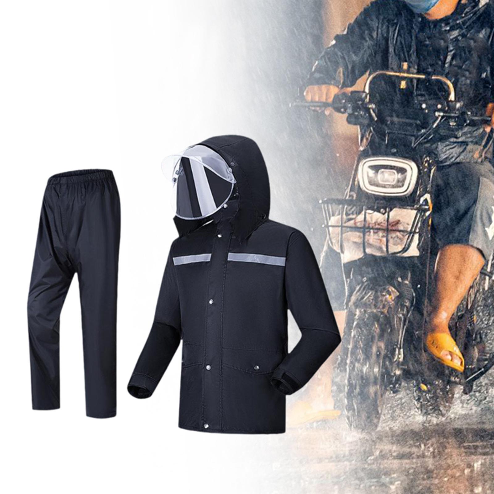 Cycling Commute Pants - ชุดกันฝนสำหรับผู้ชายและผู้หญิง ชุดสองชิ้นกันน้ำ พร้อมกางเกงเอวยางยืดและฮู้ด สำหรับใส่เดินทางประจำวัน ปั่นจักรยาน และเดินป่า