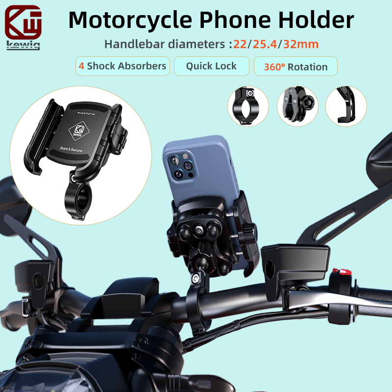 Commuter Bike Lock - ที่ยึดโทรศัพท์สำหรับมอเตอร์ไซค์ Kewig M8SP พร้อมตัวลดแรงสั่นสะเทือน ระบบล็อกเร็ว วัสดุอลูมิเนียมอัลลอย