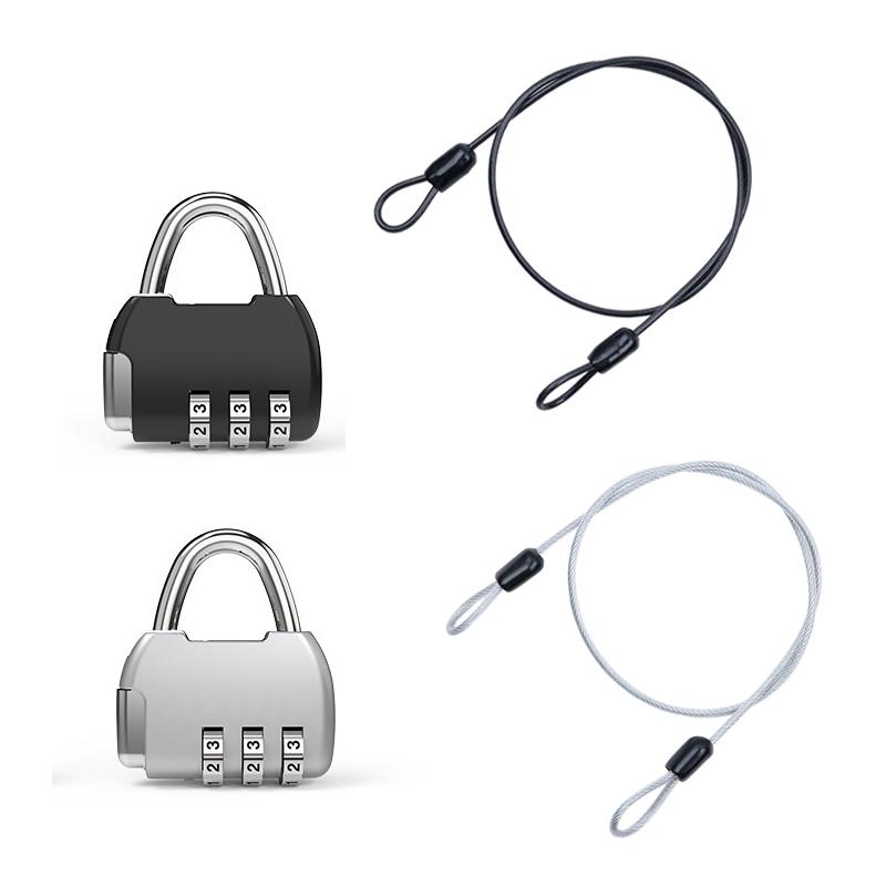 Cable Lock Flexible - ⑥ สายเคเบิลเหล็กนิรภัยพร้อมกุญแจล็อคแบบรหัส 3 หลัก สายล็อคสำหรับเดินทาง ความยาว