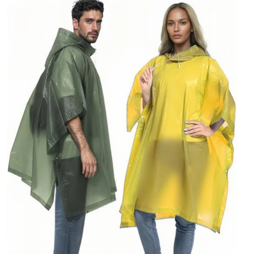 Commuting By Bike - เสื้อกันฝนแบบใช้ซ้ําได้พร้อมสายรัด Hood กันน้ํา Thicken Poncho สําหรับผู้ใหญ่เดินป่ากลางแจ้ง
